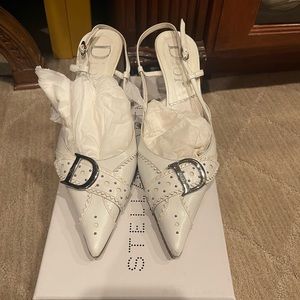 Dior white pumps